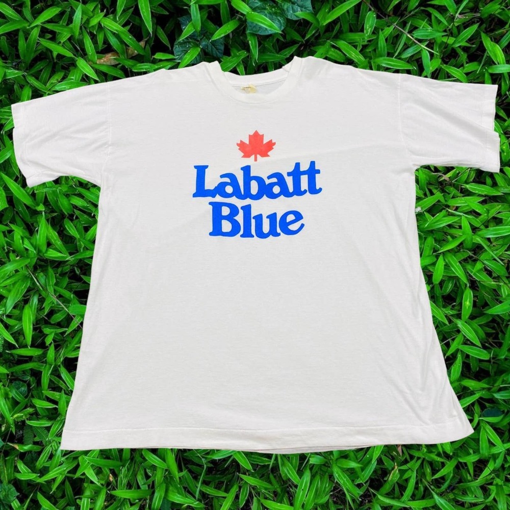 Labatt Blue T-shirt 90s Single Stitch Screen Stars Cotton Tee Size X-Large